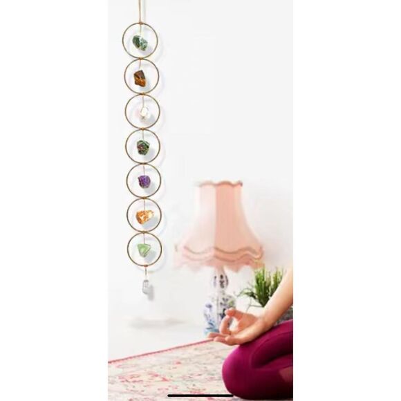 Crystal raw stone and bronze hanging pendent . Long . See measurements. - Picture 6 of 7